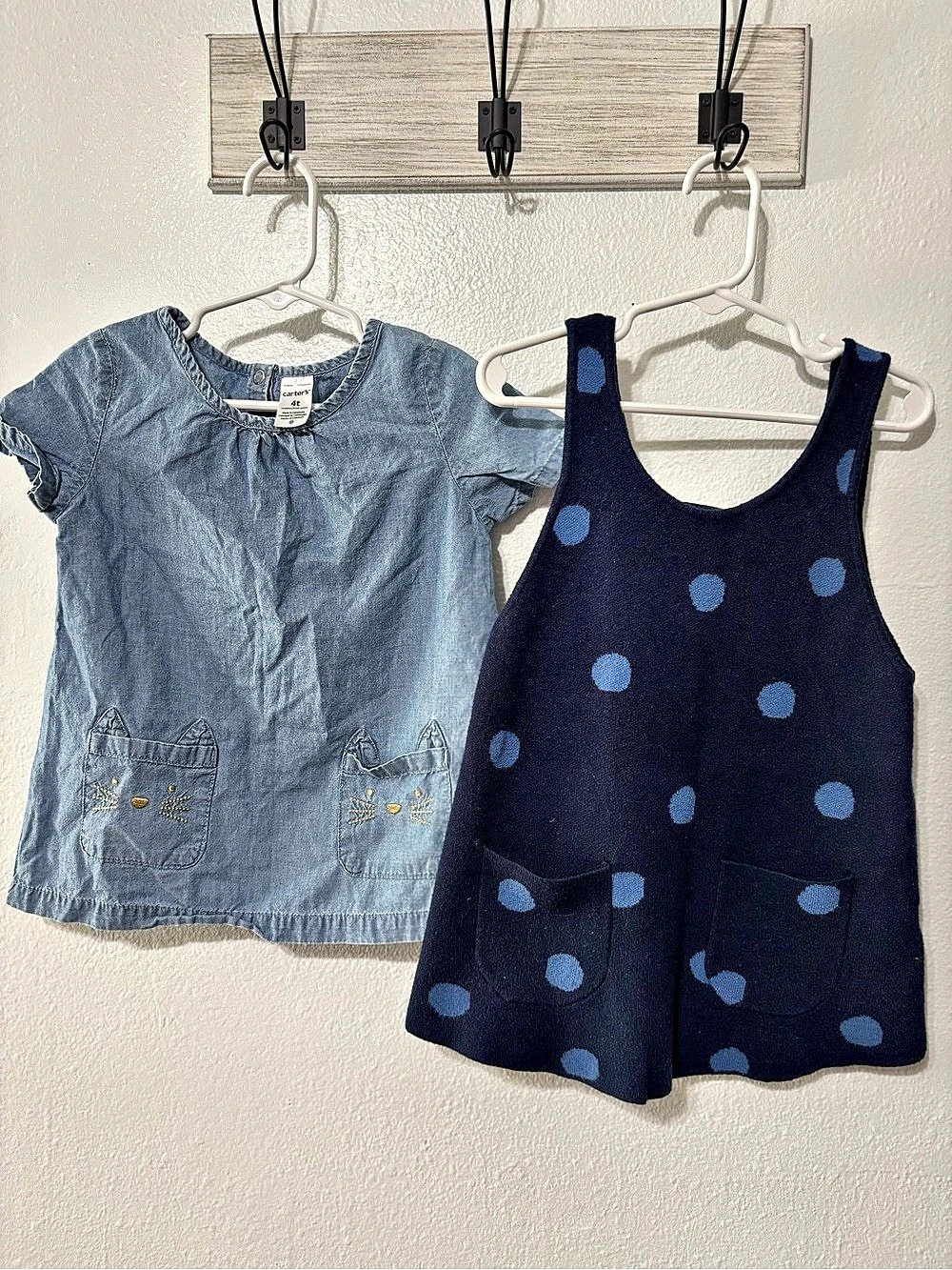 Carter's Cat Face Pocket Chambray Top and Zara tank dress